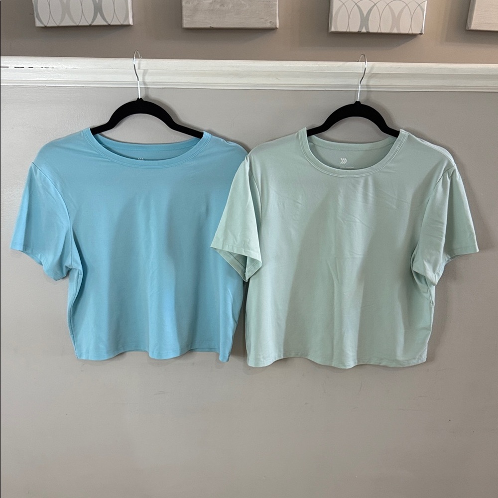 all in motion Pastel Blue & Mint Short Sleeve Crew Tee Duo